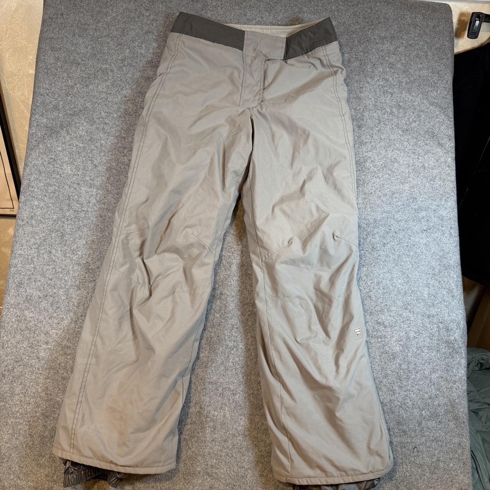 FILA Pants Mens 33x31 Beige Insulated Snow Ski Nylon Pockets Relaxed Fit